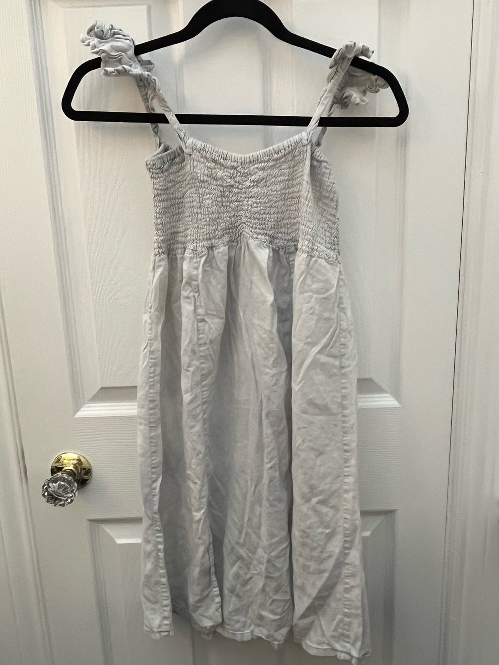 Light Blue/Grey Smocked Sundress with Ruffled Straps